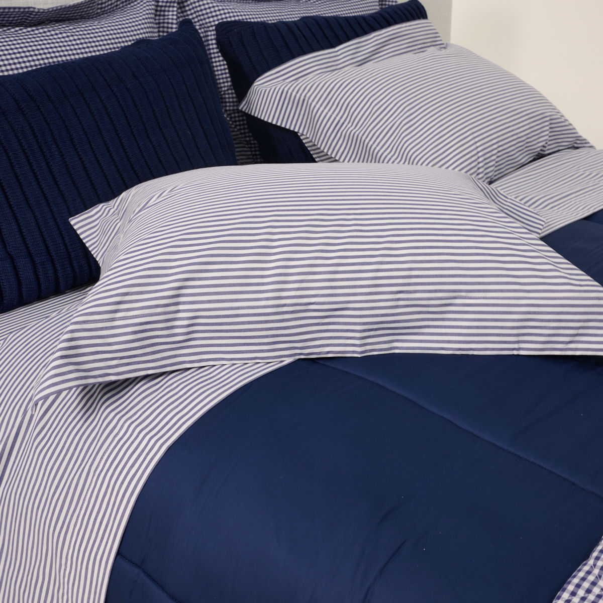 Fronha  Avulso Mix And Match Listras Marinho Branco 003